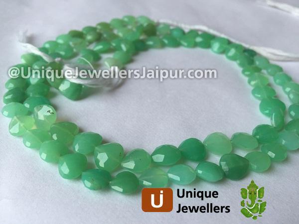 Chrysoprase Faceted Heart Beads